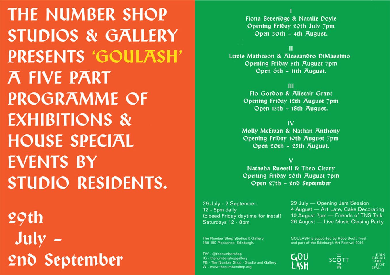 Goulash, The Number Shop, Edinburgh Art Festival 2016